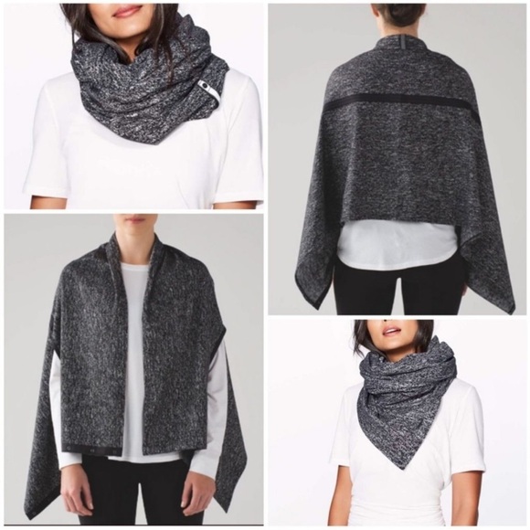 Lululemon Vinyasa Scarf Infinity Wrap Gray Black Button Closure OS | NWOT - Picture 1 of 9